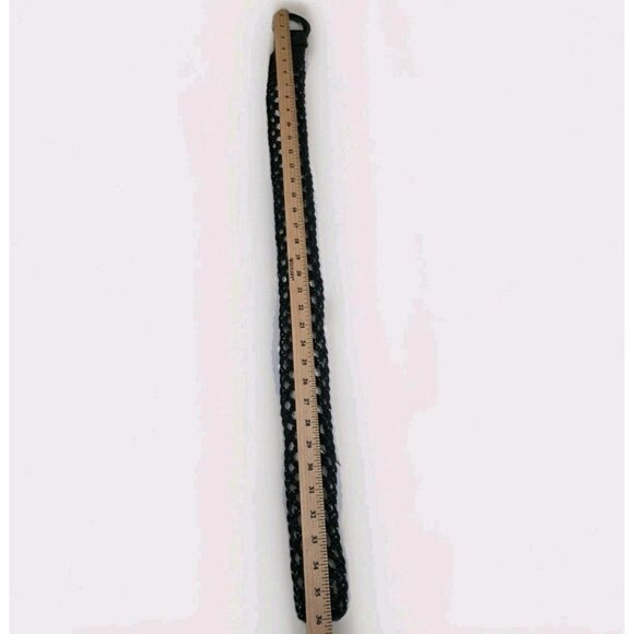 i Blues Vtg Plaited Leather Belt Womens Black Braided Buckle Whimsigoth Elegant - Picture 4 of 12